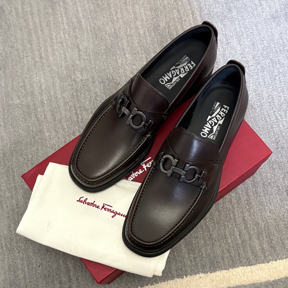Salvatore Ferragamo Dark Brown Leather Loafers
